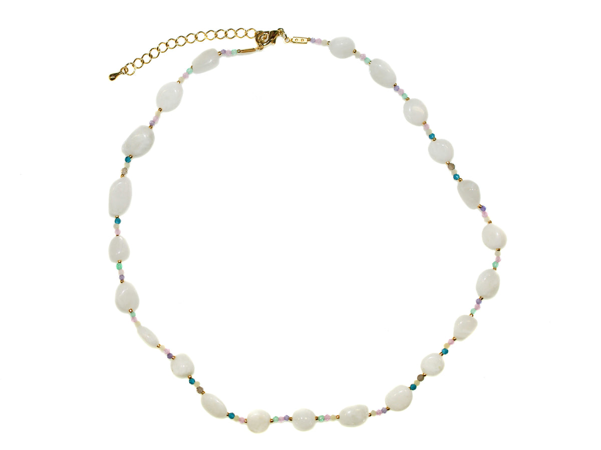 Buy Stone + Small Bead Necklace White Online & Wholesale Hepburn