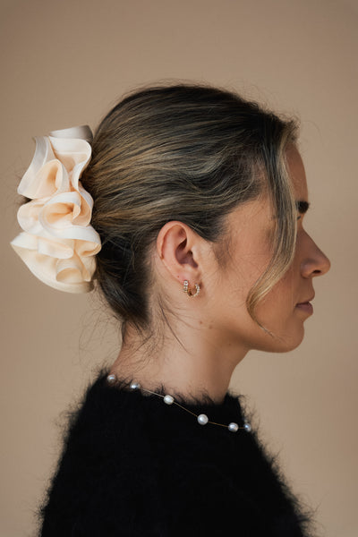 Satin Double Edged Luxe Large Scrunchie - Ivory