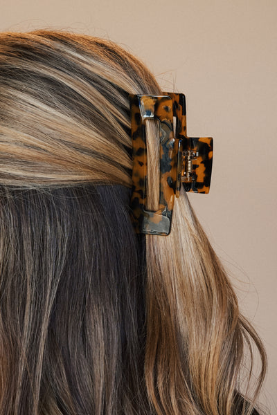 Acetate 10cm Rectangle Claw - Dark Tortoise