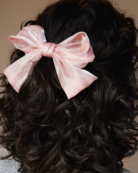 Ascot Large Bow Barrette - Blush