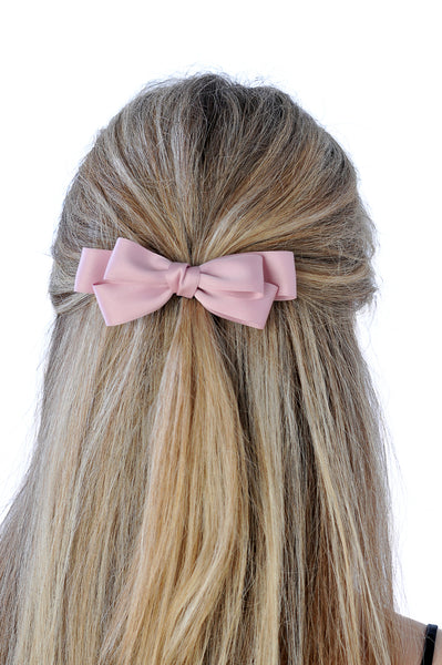 Satin Triple Bow Barrette - Blush