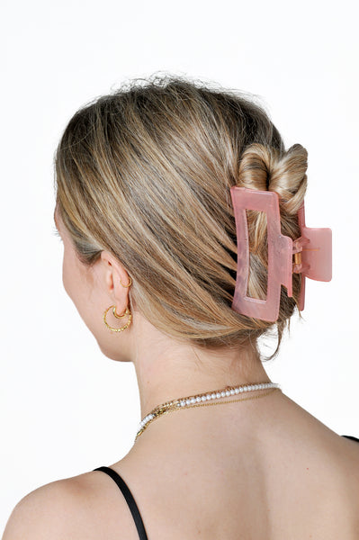 Rectangle Claw Large 11cm - Clear Pink