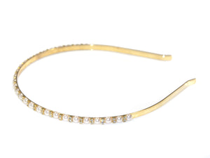 Diamante and Pearl Small Alice Band - Gold-Crystal-Pearl