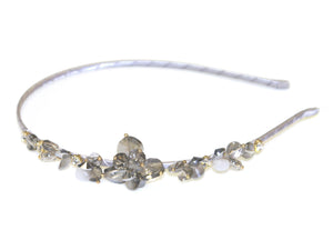 Crystal Flower Alice Band - Grey