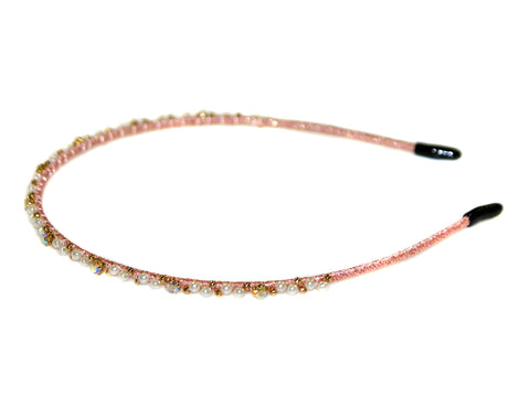 Ziba Pearl Diamante Alice Band - Pink