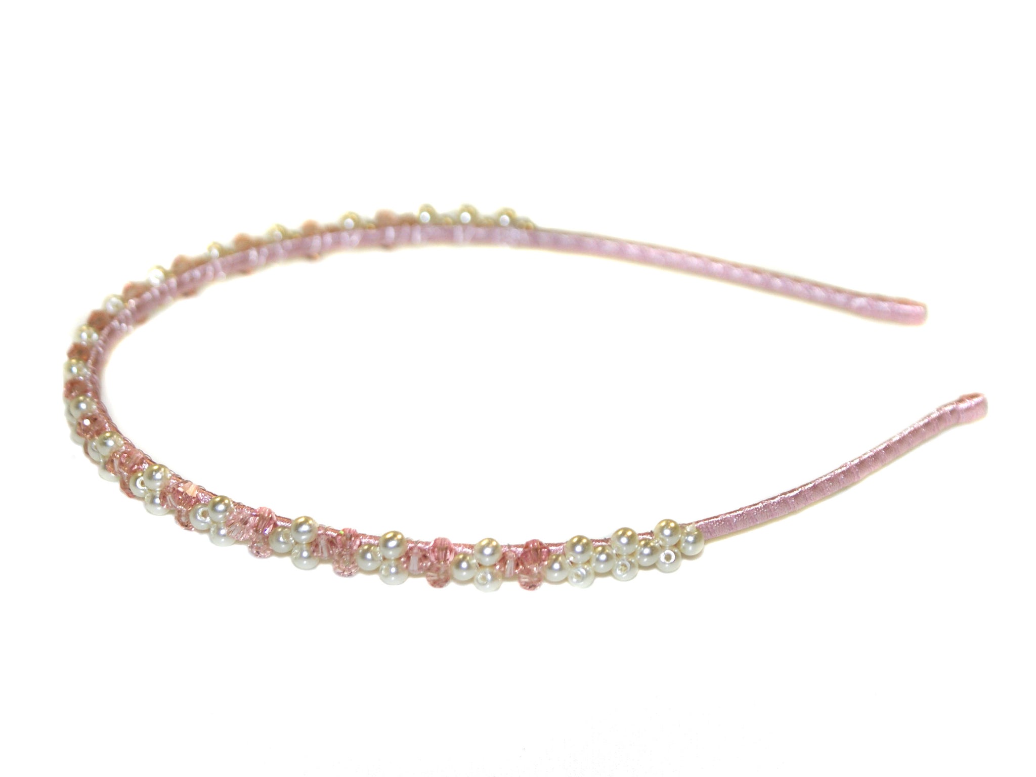 Noor Pearl Crystal Alice Band - Pink