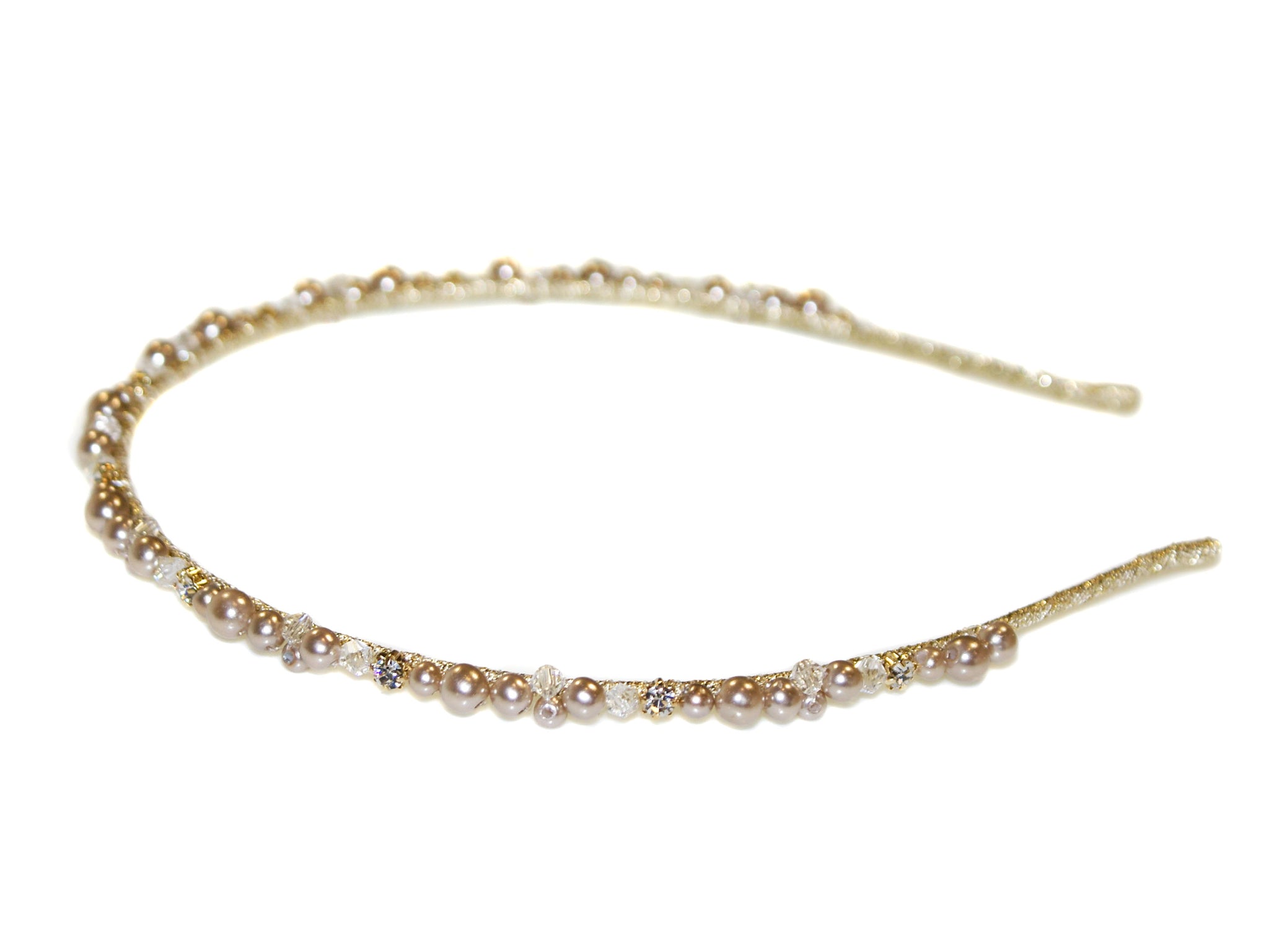 Samira Pearl Diamante Alice Band - Gold-Champagne