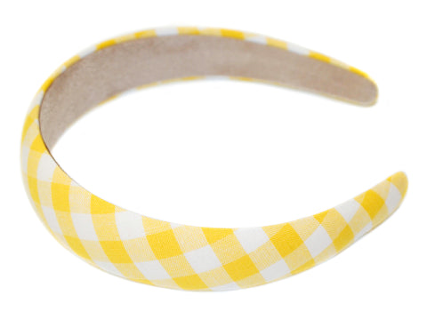 Gingham Padded Alice Band - Yellow