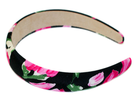 Jiselle Floral Padded Alice Band - Black-Pink