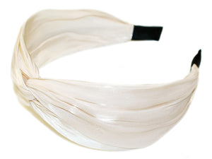 Shimmer Chiffon Turban Alice Band - Ivory