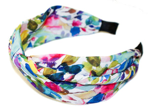 Phia Turban Twist Alice Band - White-Multi