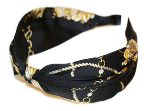 Chains Turban Twist Alice Band - Black-Gold