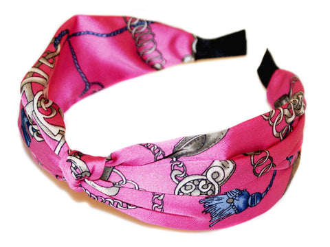 Chains Turban Twist Alice Band - Pink-Blue