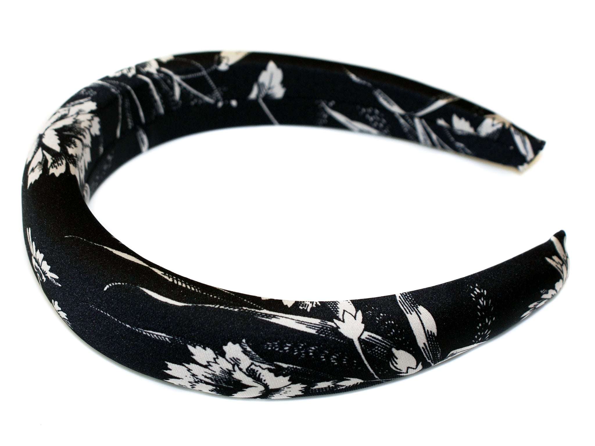 Marguerite Satin Padded Alice Band - Black