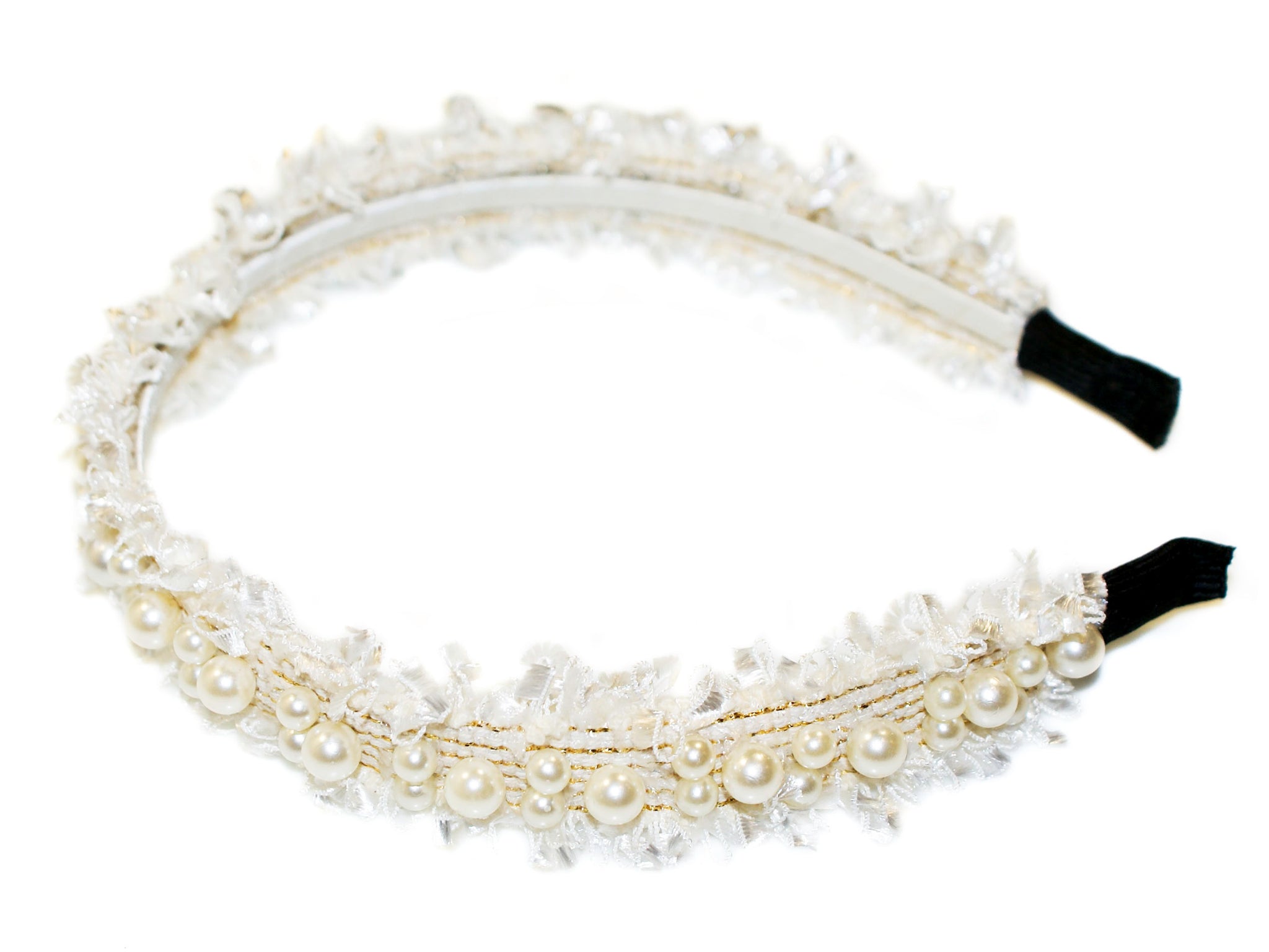 Coco Multi Pearl Alice Band - White-Gold