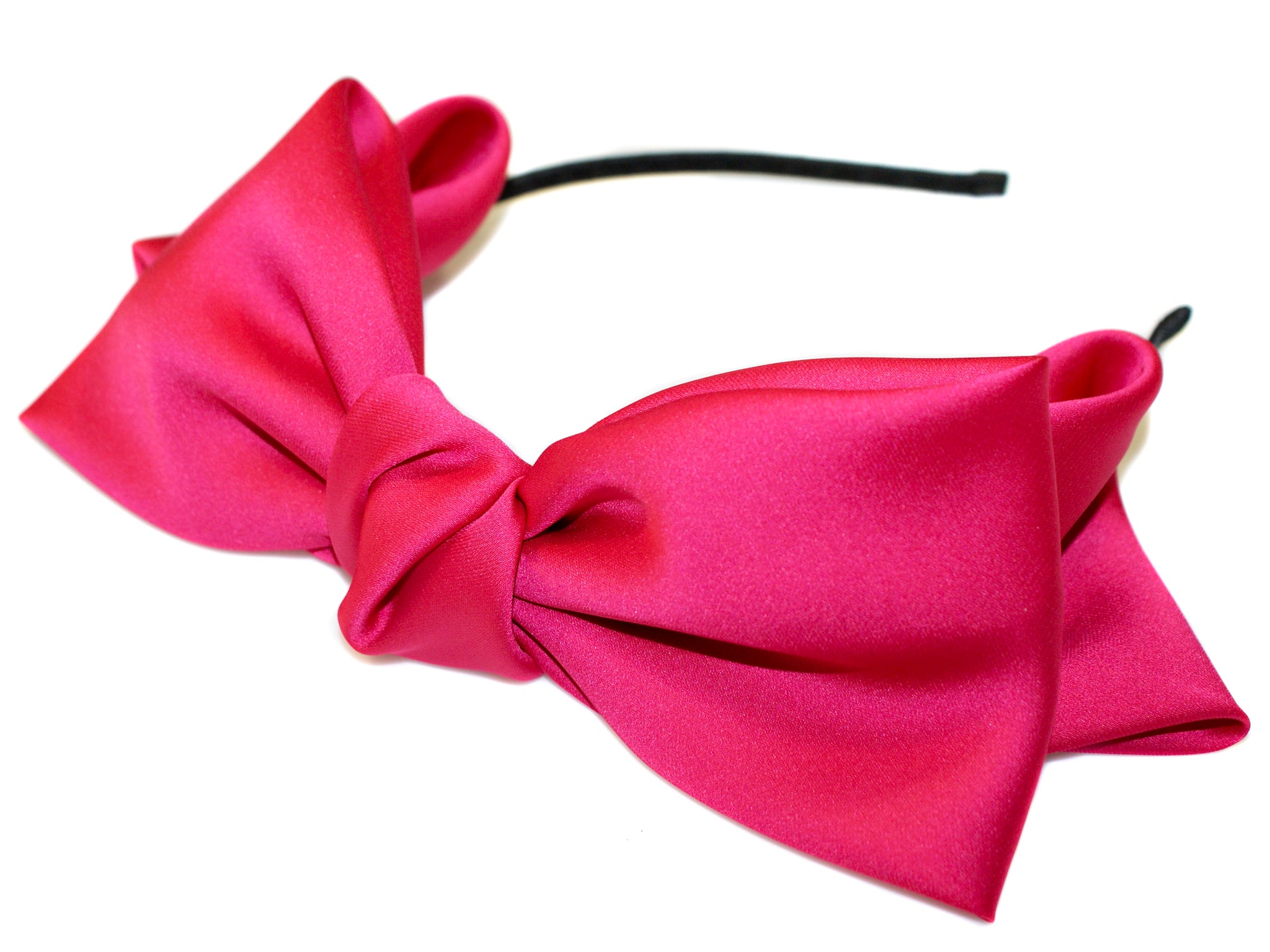 Satin Big Bow Alice Band - Fuchsia