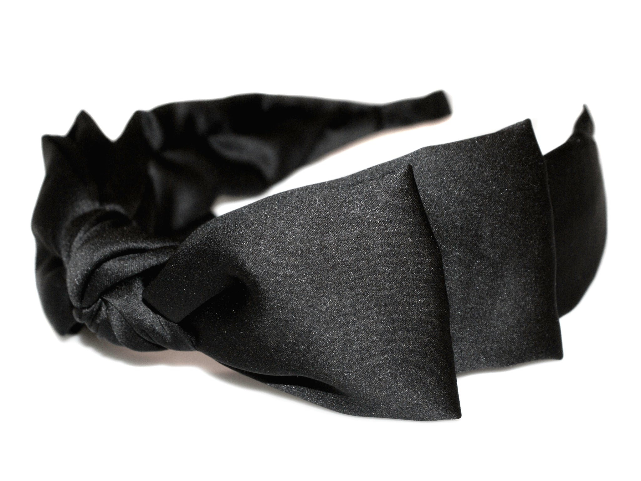 Satin Double Bow Alice Band - Black