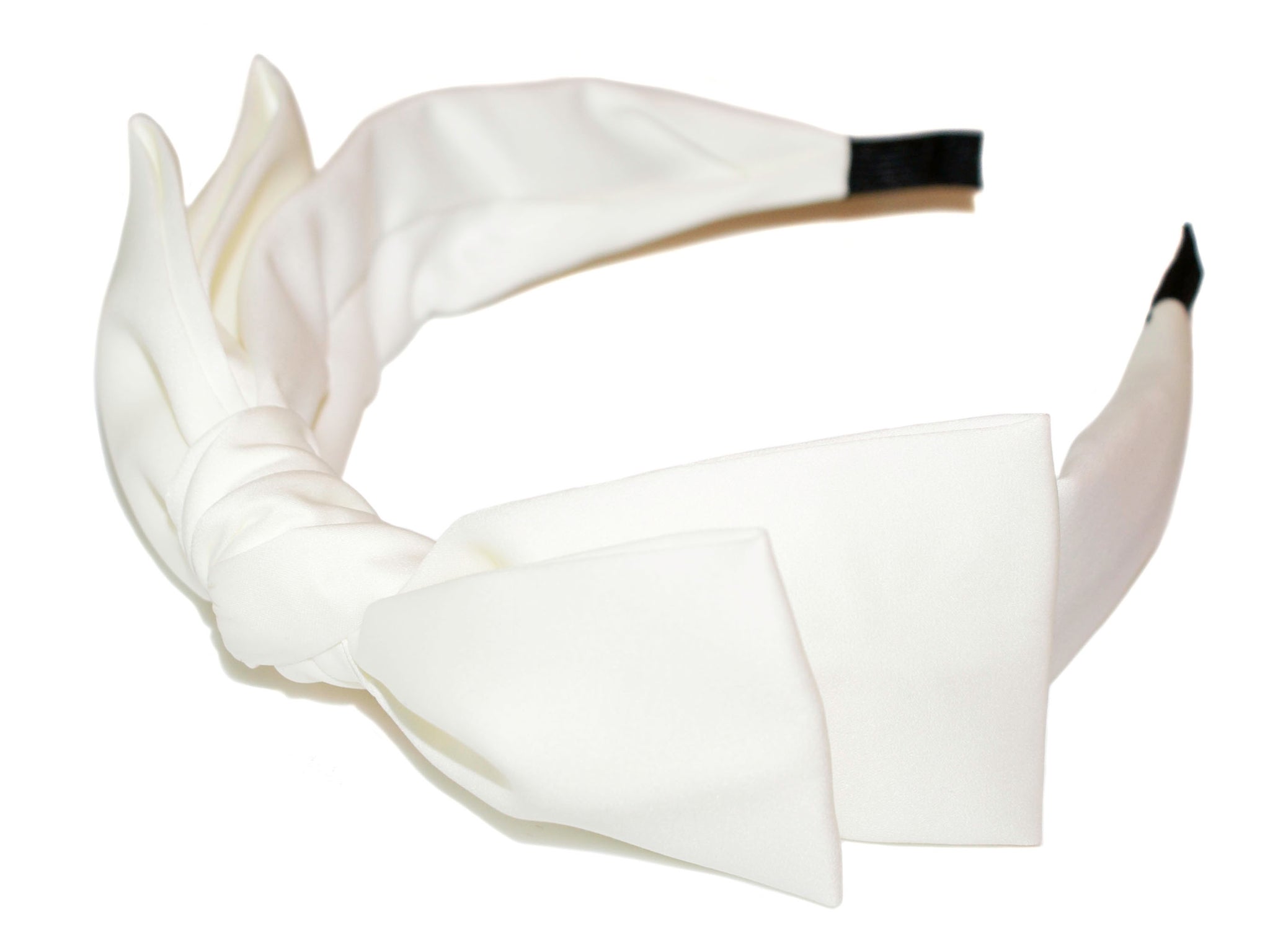 Satin Double Bow Alice Band - Ivory