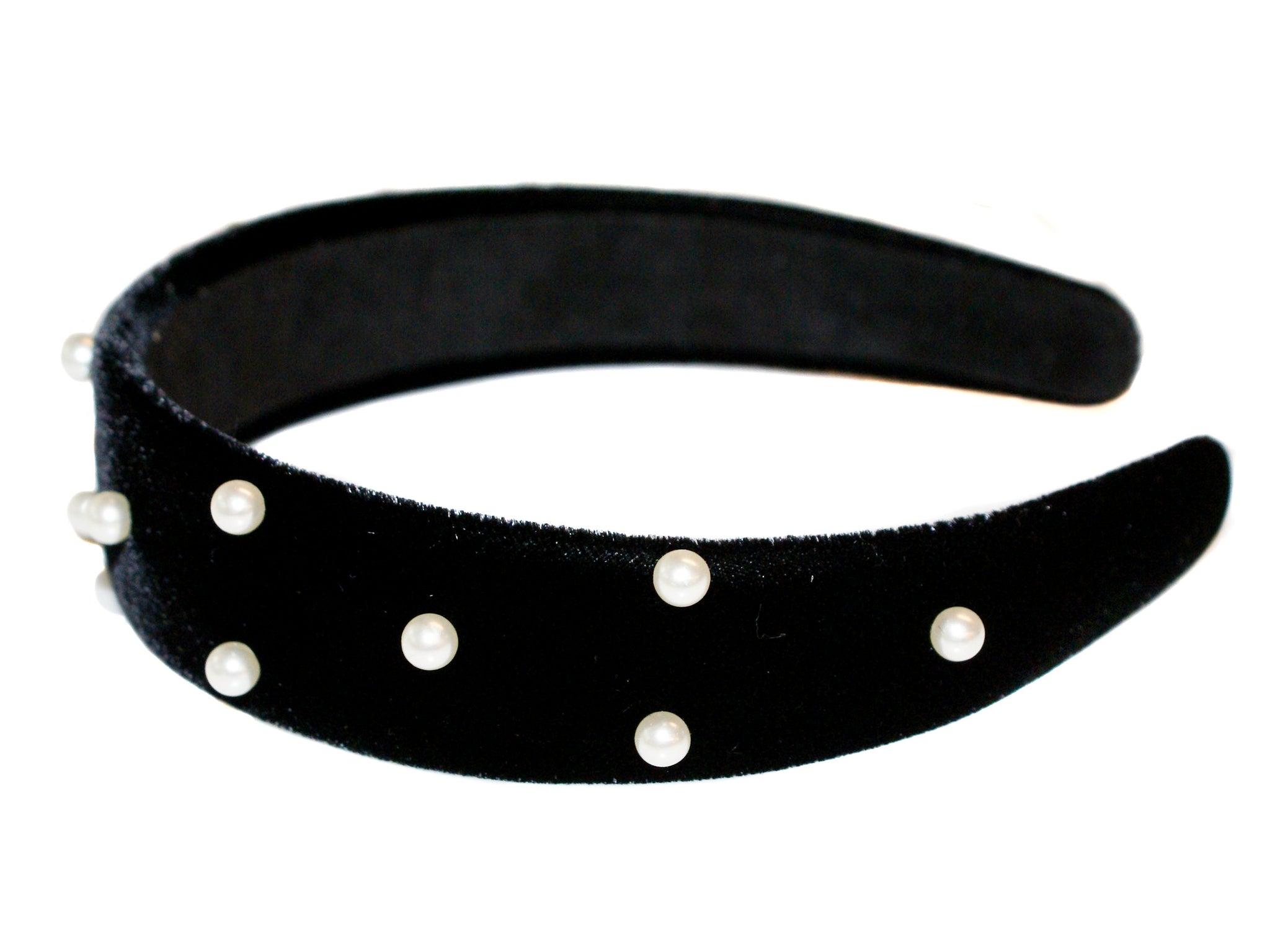 Pearl Velvet Alice Band - Black