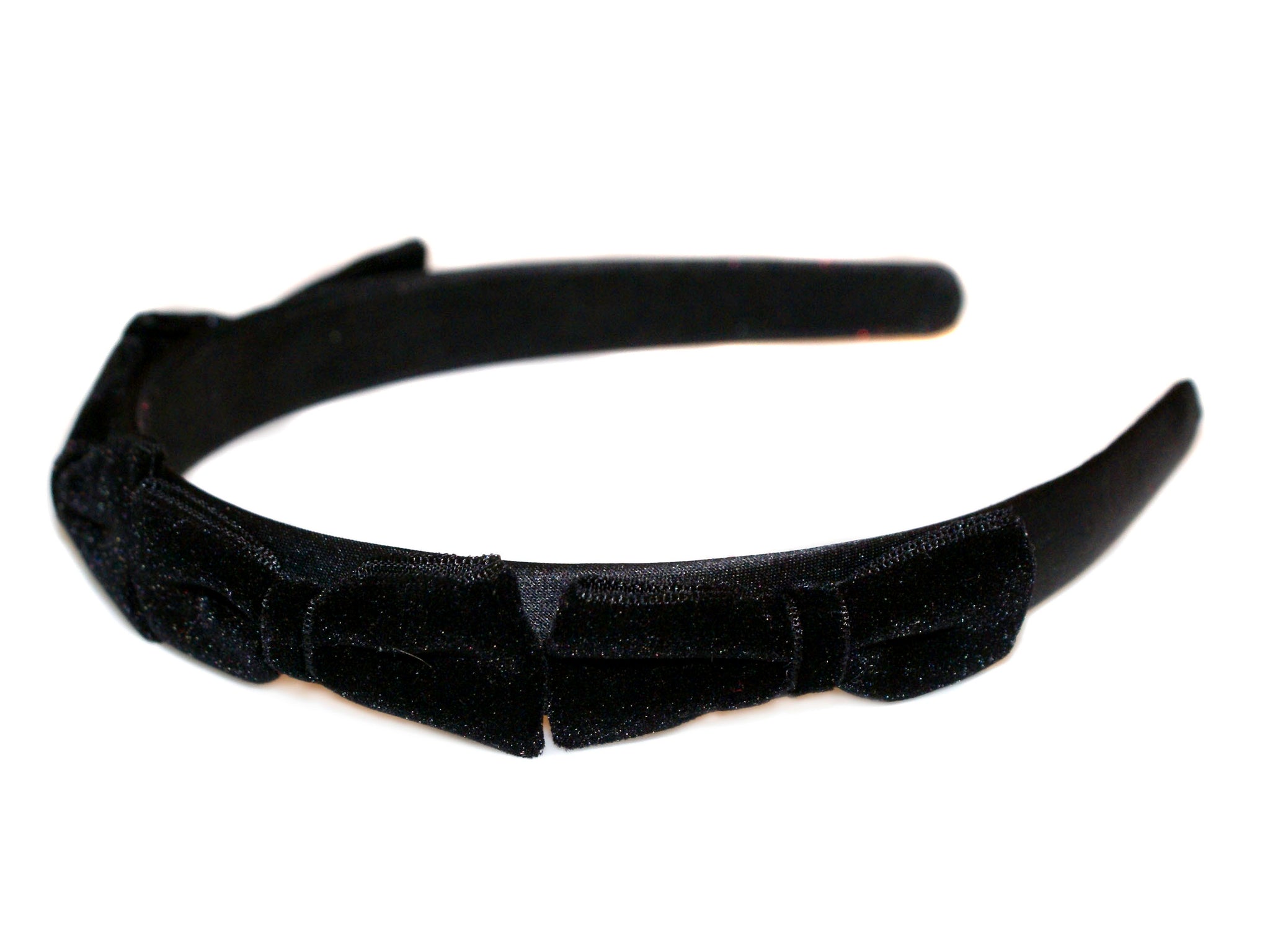 Four Velvet Bows Alice Band - Black