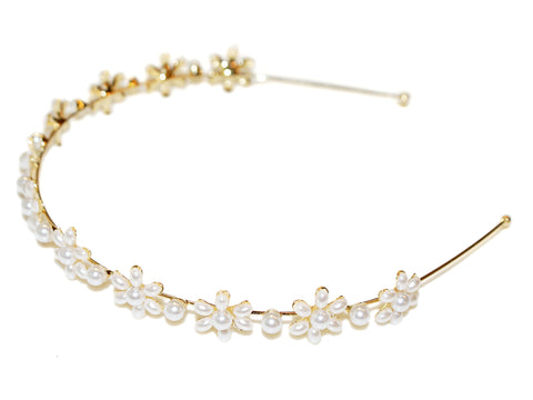 Pearl Flower Alice Band - Gold/Pearl