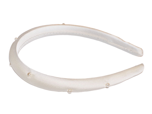 Pearl Satin 1.5cm Alice Band - Ivory