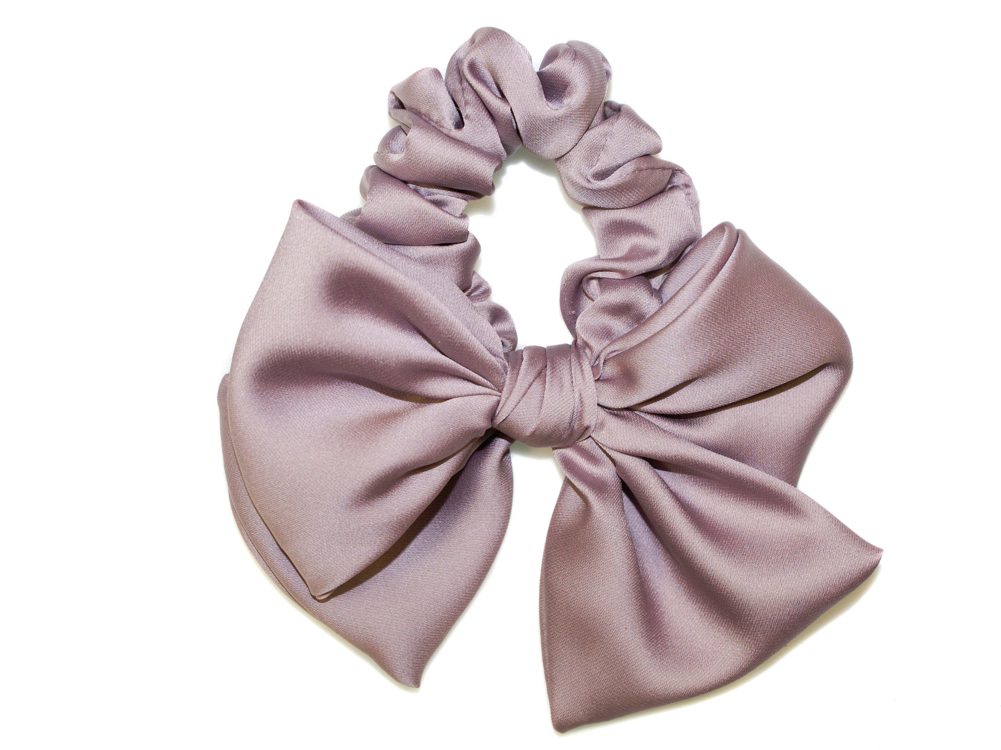 Satin Bow Scrunchie - Taupe