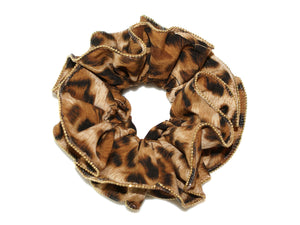 Leopard Gold Edged Large Scrunchie - Leopard