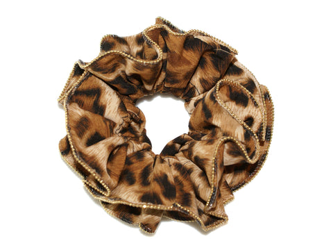 Leopard Gold Edged Large Scrunchie - Leopard