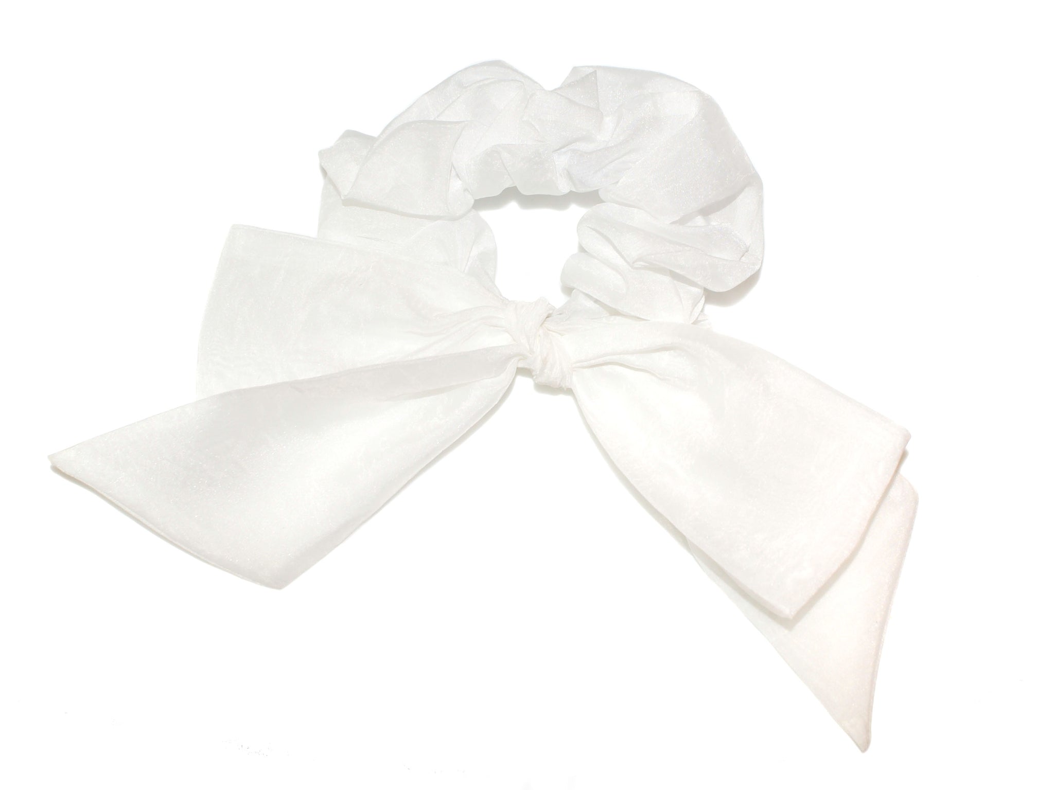 Chiffon Bow Scrunchie - White