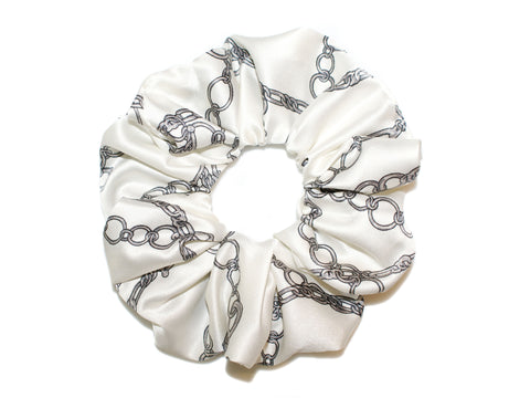 Catena Large Satin Scrunchie - White