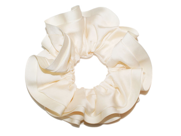 Satin Double Edged Luxe Large Scrunchie - Ivory