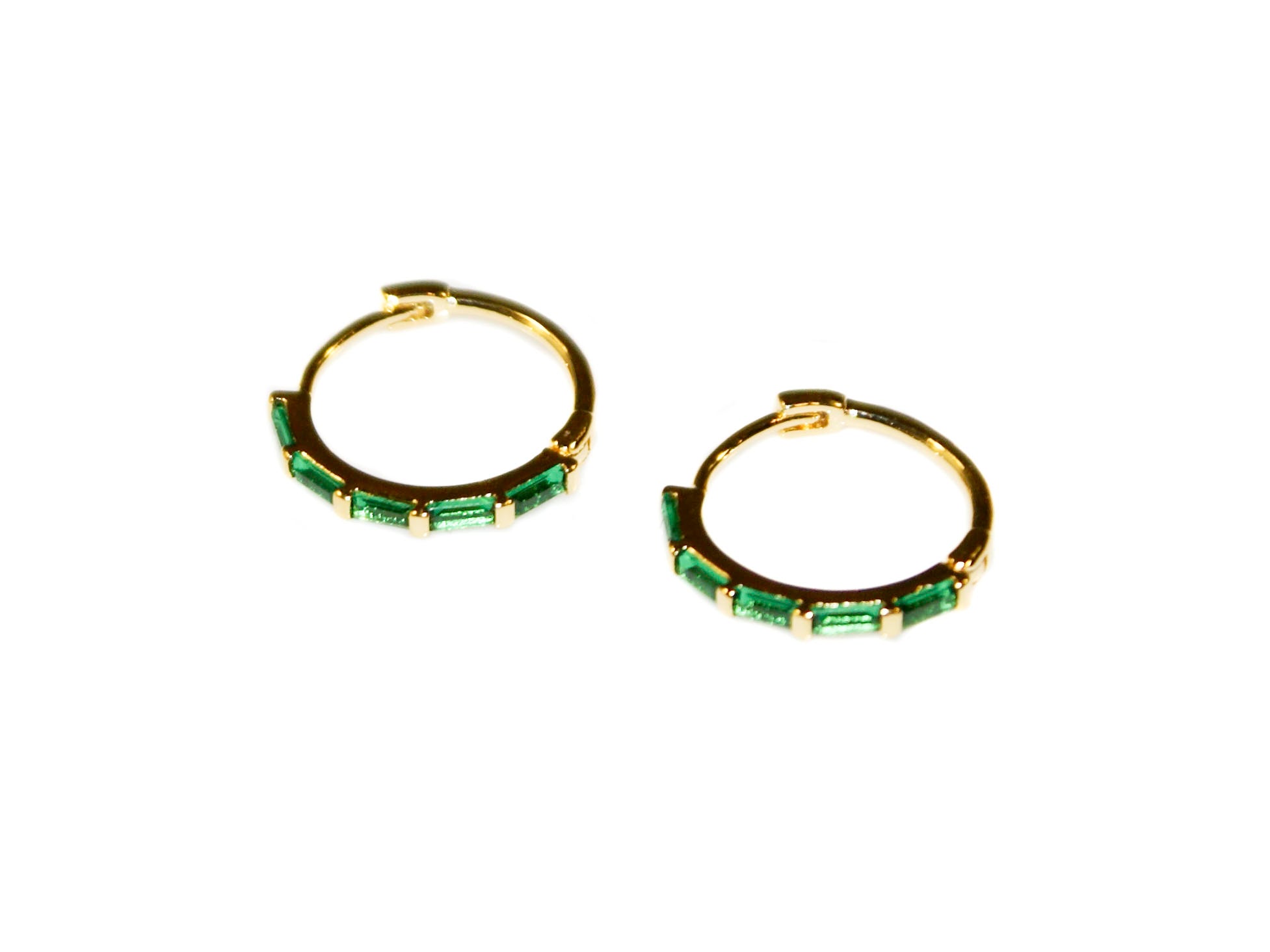 Sophia Small Hoops - Gold-Emerald