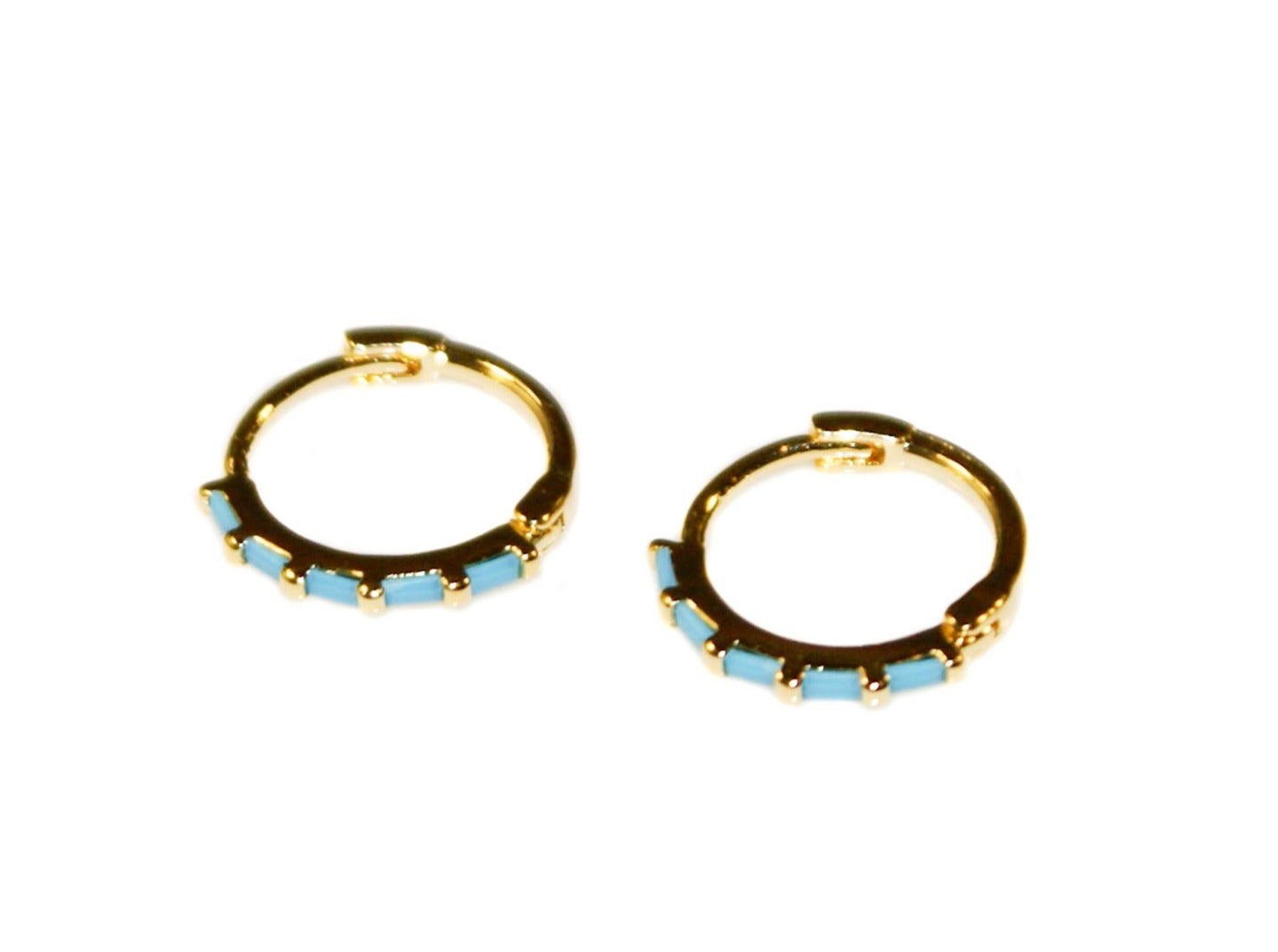 Sophia Medium Hoops - Gold-Turquoise