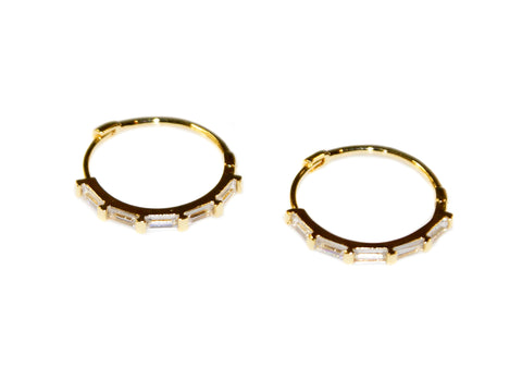 Sophia Medium Hoops - Gold-Crystal