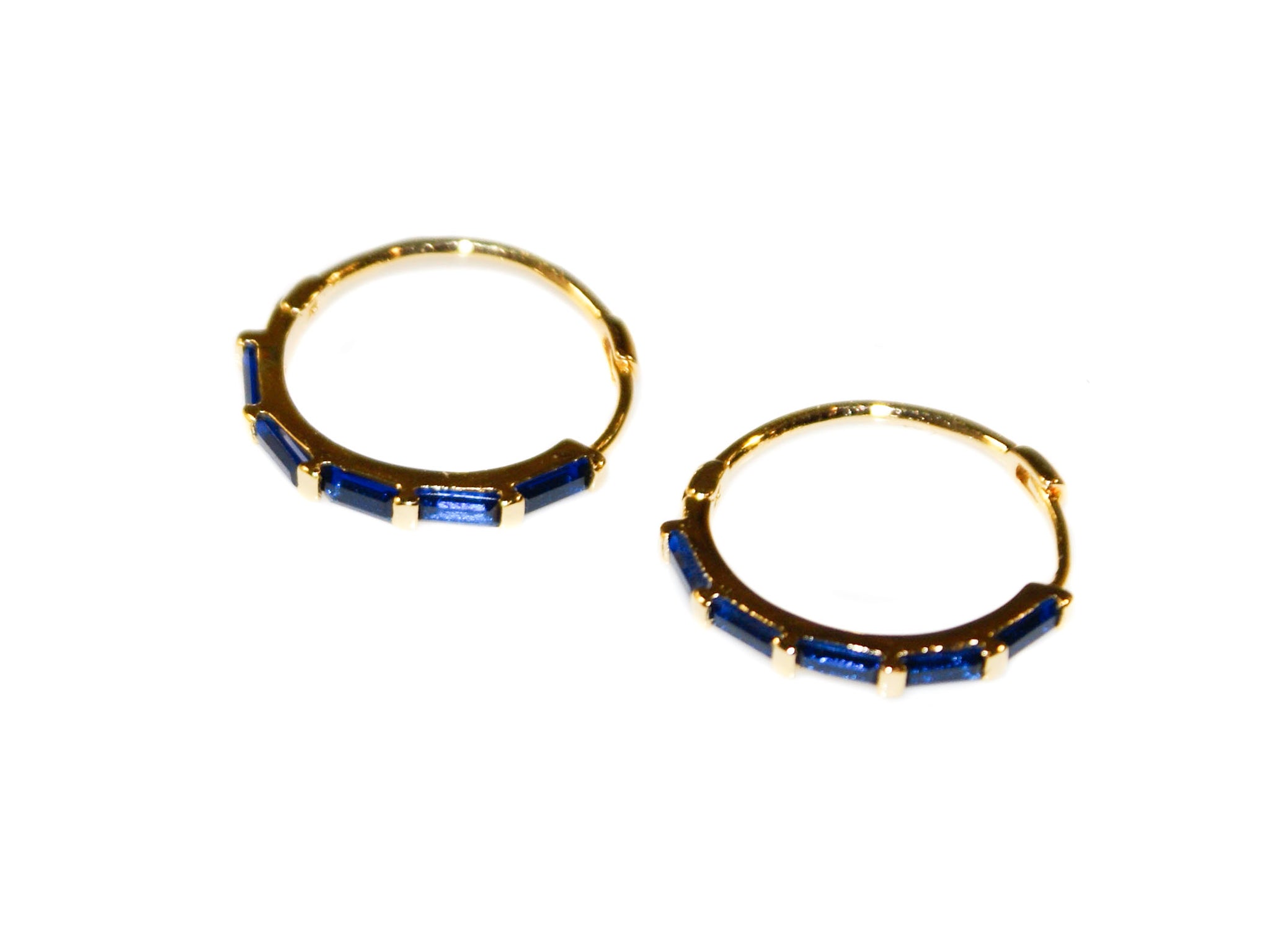 Sophia Medium Hoops - Gold-Sapphire