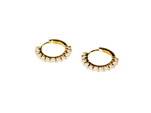 Selene Small Pearl Hoops - Gold