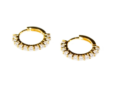 Selene Large Pearl Hoops - Gold