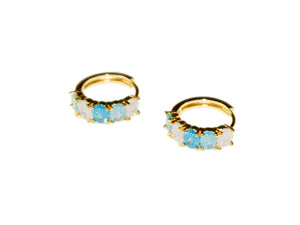 Aurora Medium Hoops - Gold-Blue