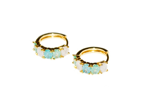 Aurora Medium Hoops - Gold-Green