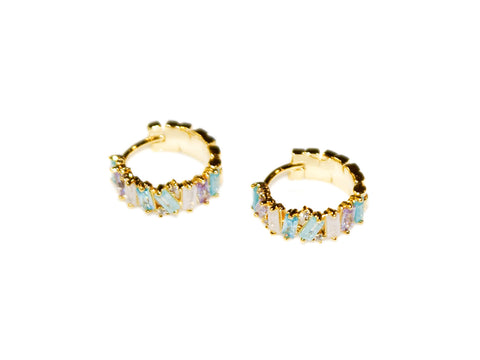 Aurora Small Hoops - Gold-Blue