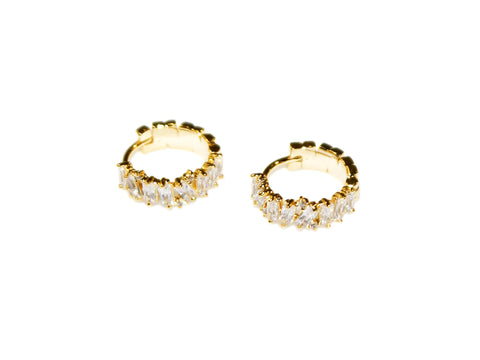 Aurora Small Hoops - Gold-Crystal