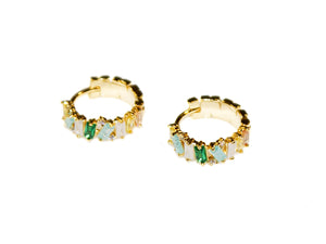 Aurora Small Hoops - Gold-Green