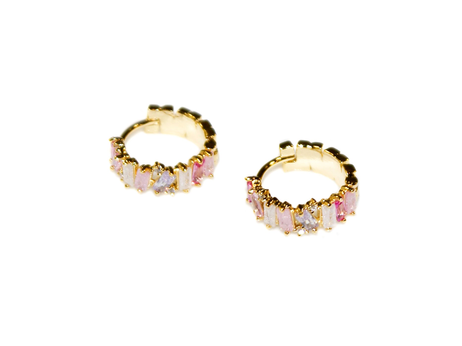 Aurora Small Hoops - Gold-Pink