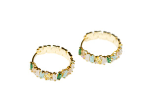 Aurora Large Hoops - Gold-Green