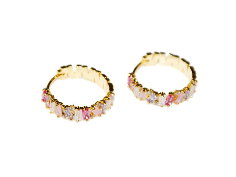 Aurora Large Hoops - Gold-Pink