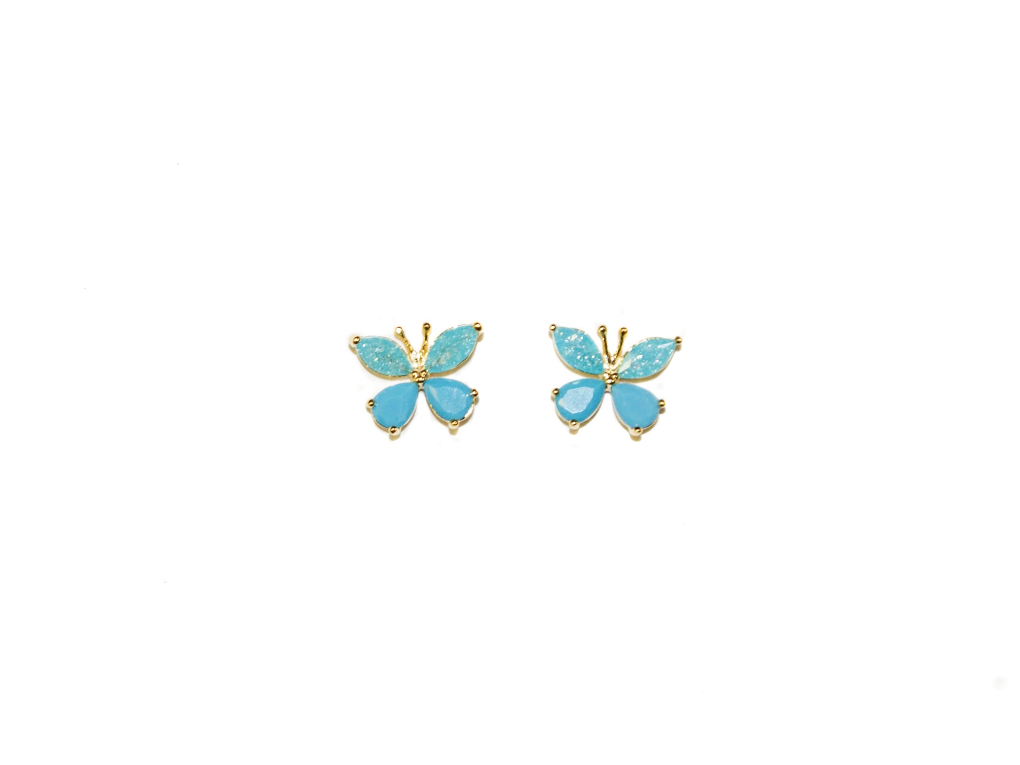 Butterfly Studs - Gold-Blue