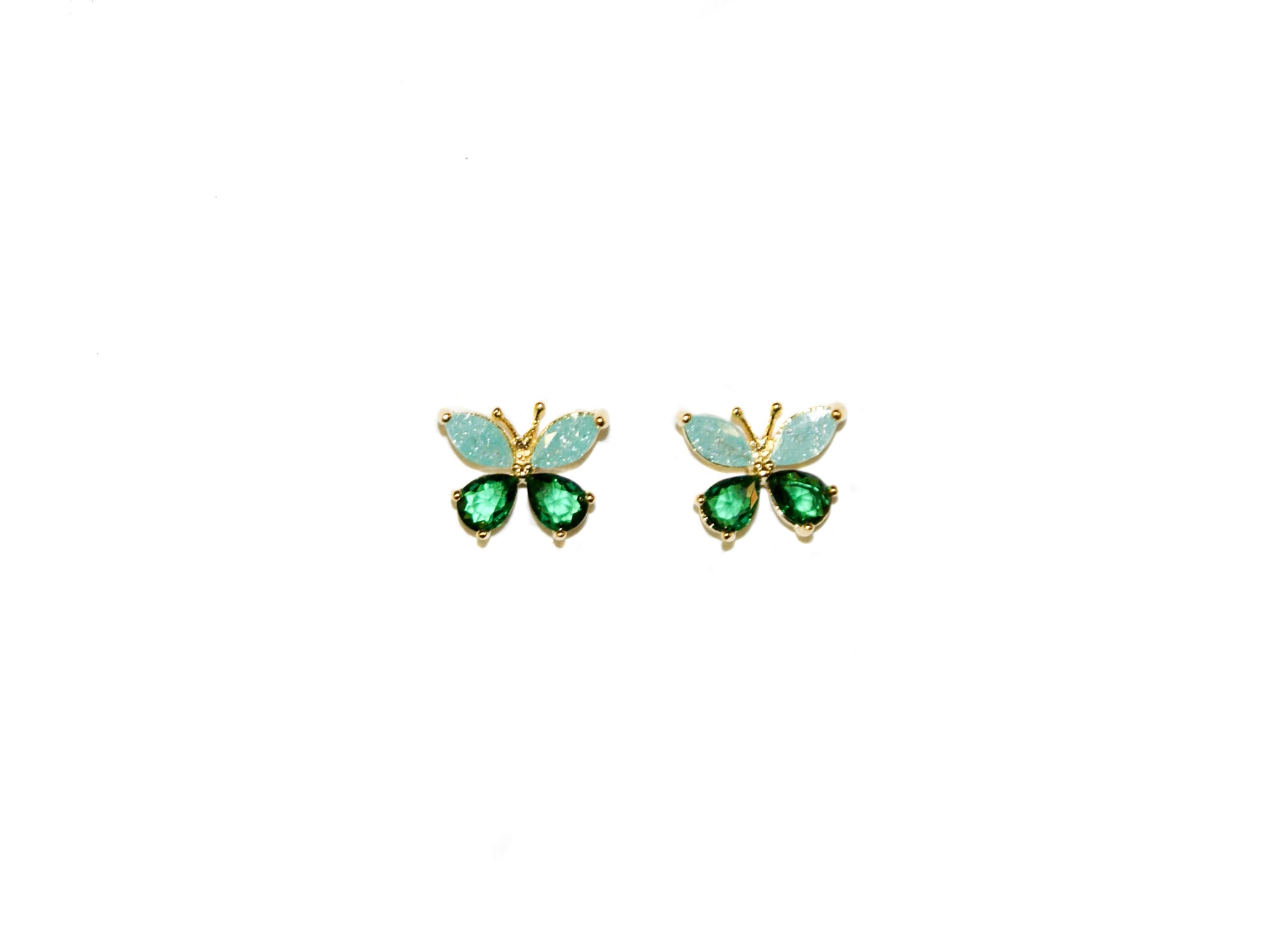 Butterfly Studs - Gold-Green