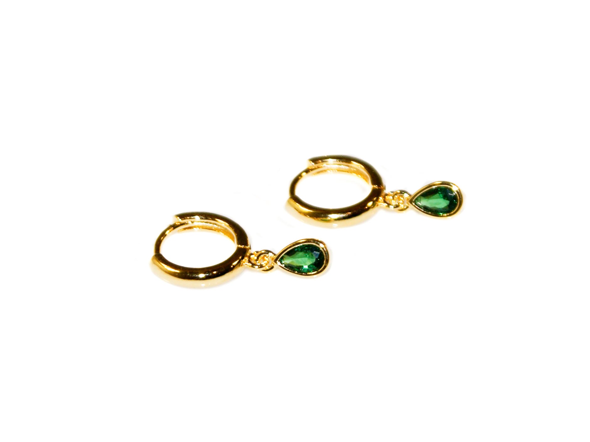 Harmonia Small Hoops - Gold-Emerald