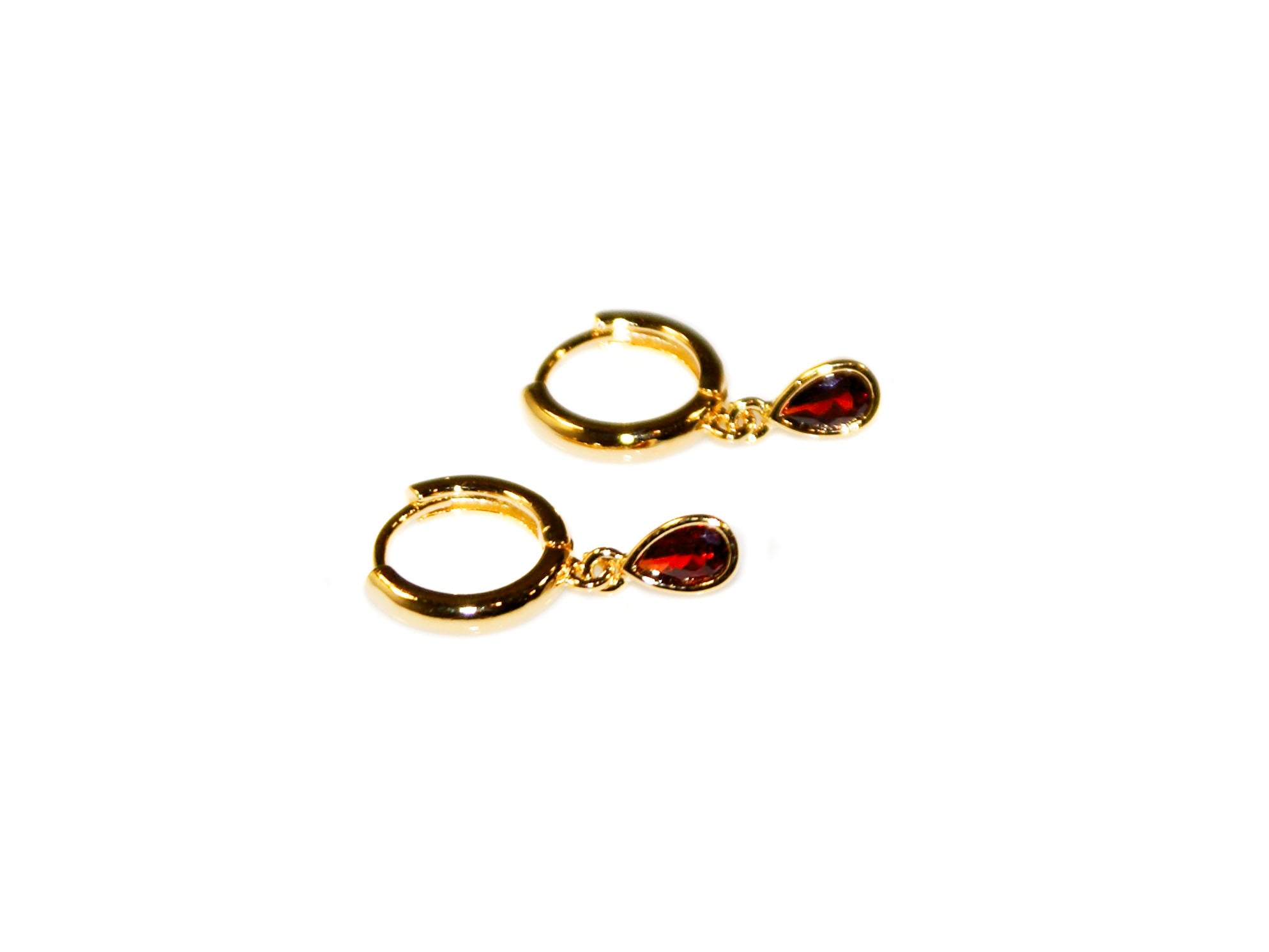 Harmonia Small Hoops - Gold-Garnet